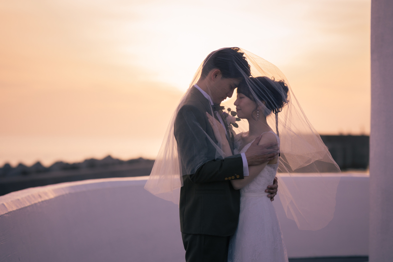 夕日をバックに..