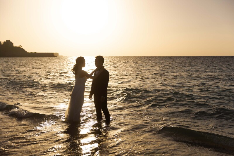 夕日に照らされて・・