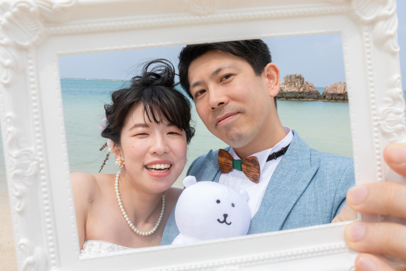 アイテムを使って海をバックに♪