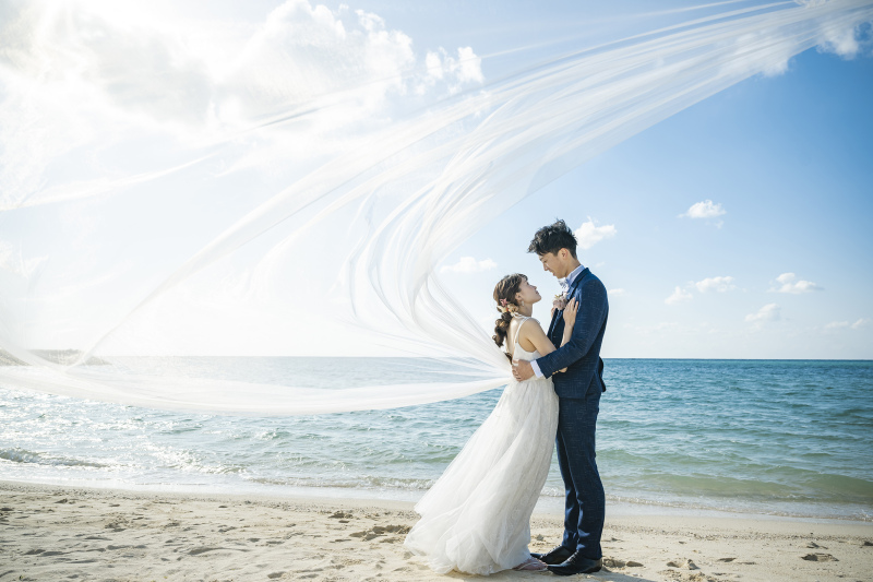 風に靡くロングベール