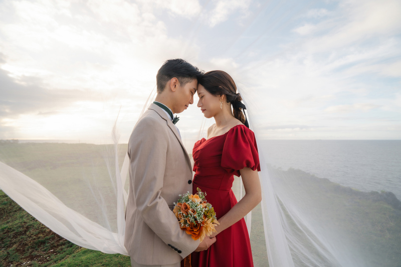 赤ドレス×ベール