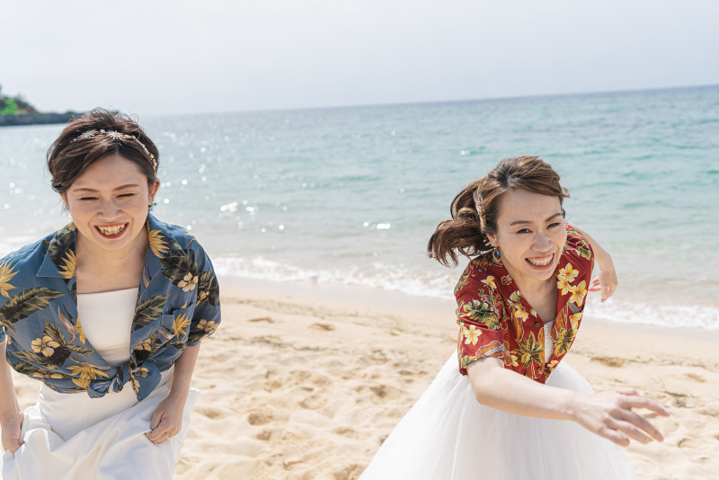 お揃いのアロハシャツ＊