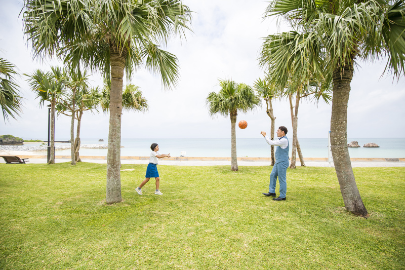 パパとお子様とバスケットボール(*^▽^*)
