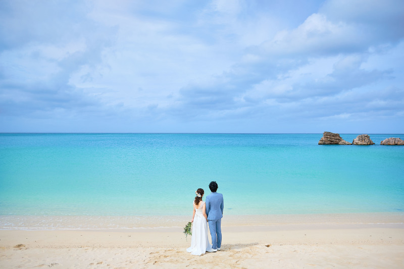 青い海でバックショット！