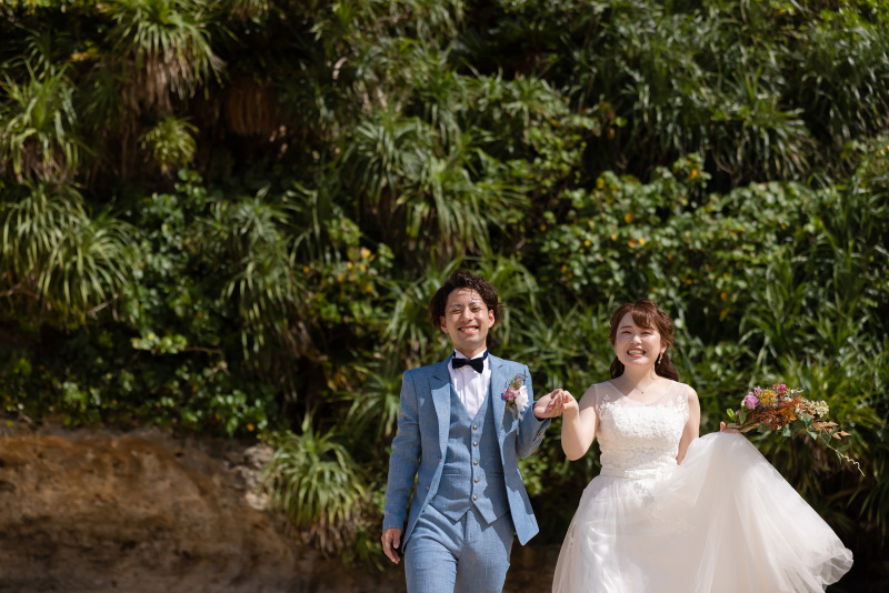 グリーン+ビーチでのフォトウェディング*