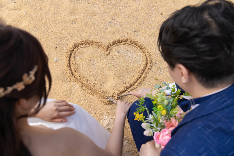 砂浜に♡