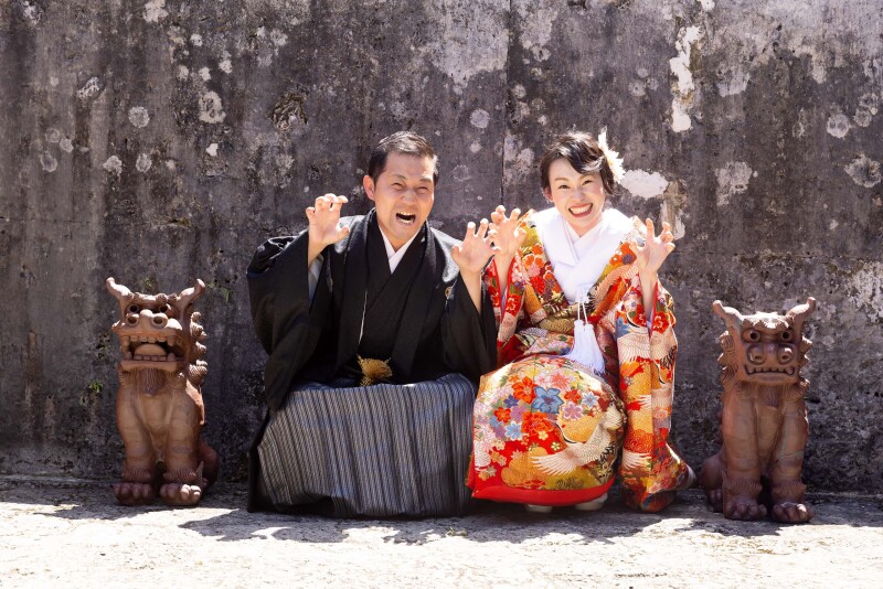 シーサーと一緒に