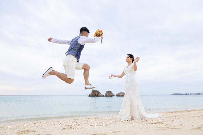 ご新婦様に向かって！