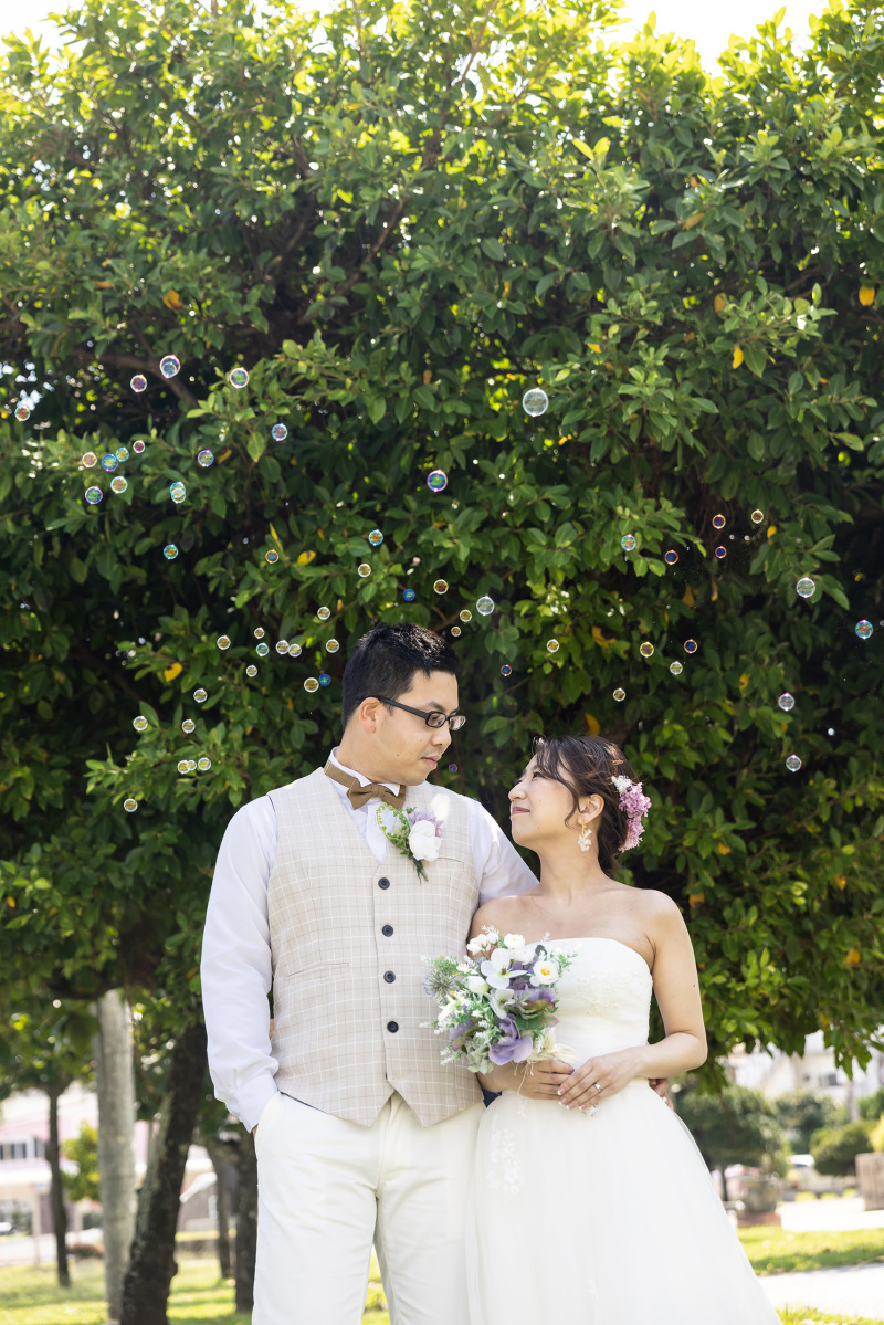 シャボン玉が幻想的♡