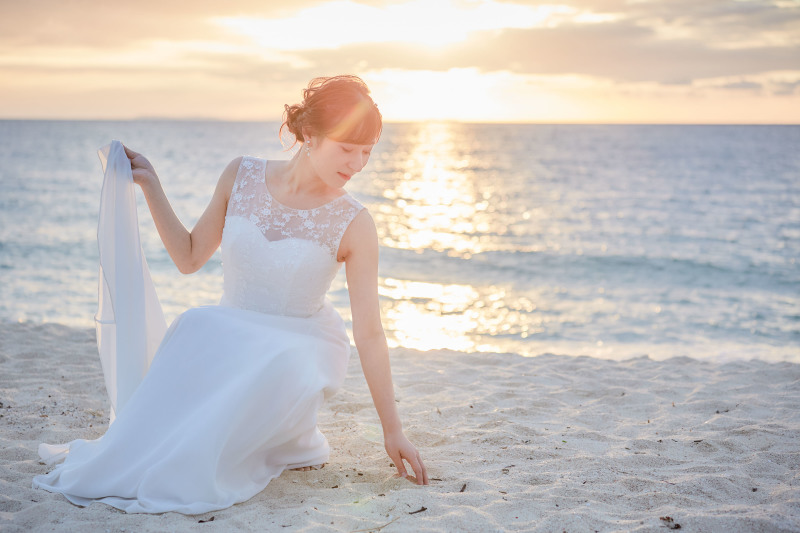 美しいサンセットとご新婦様♡