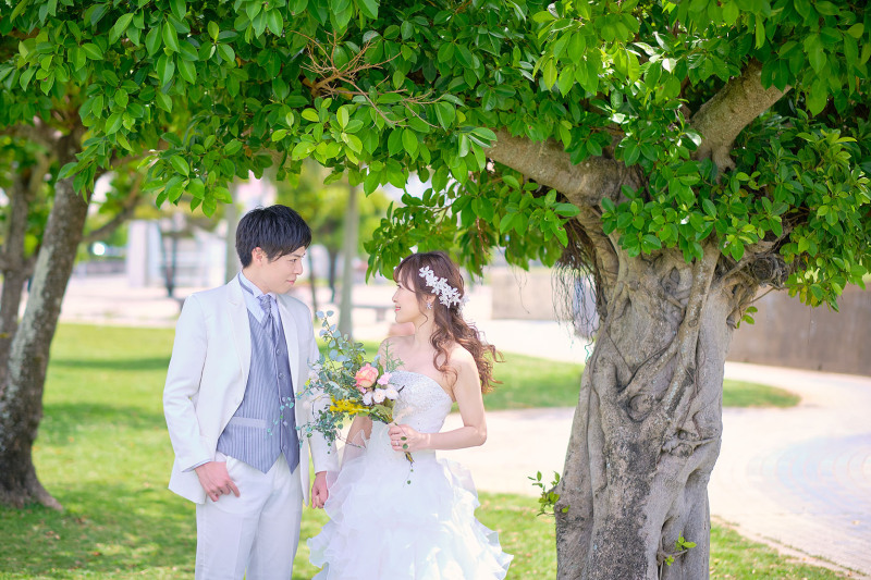 自然をバックに