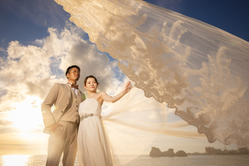 ロングベールに包まれながら