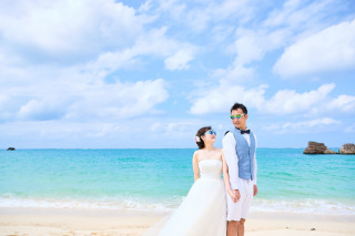 エメラルドグリーンをバックに♪