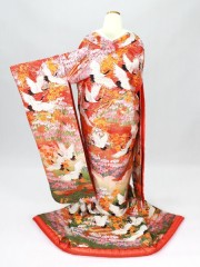 朱緑「花菖蒲に鶴」