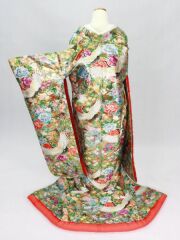 オーロラ金箔ぼかし 「鶴に花づくし」