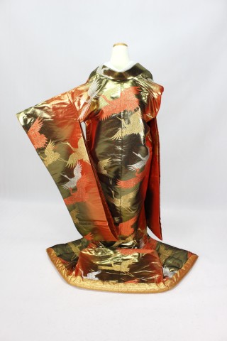 黒赤縦ぼかし　鶴