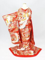 赤「箔小花雲に鶴」