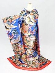 青「飛鶴に御所車花吉祥」