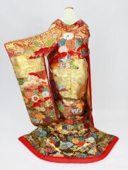 赤　観世「能楽花に雲雪輪」