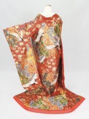 赤ちらし金 「鶴に松林」