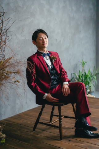 ワインレッド／ブラックコーデ