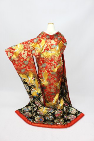 赤黒「刺繍金鶴に天井図」