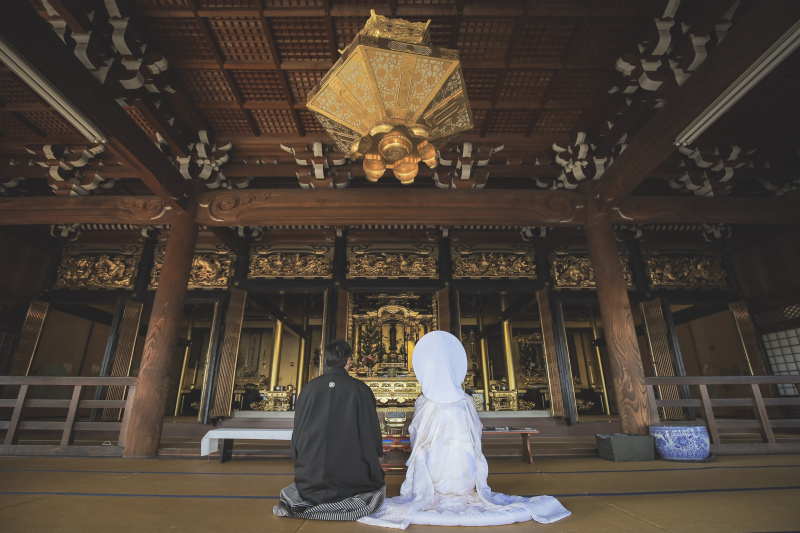 家族みんなでご実家前撮り　～お寺さん～