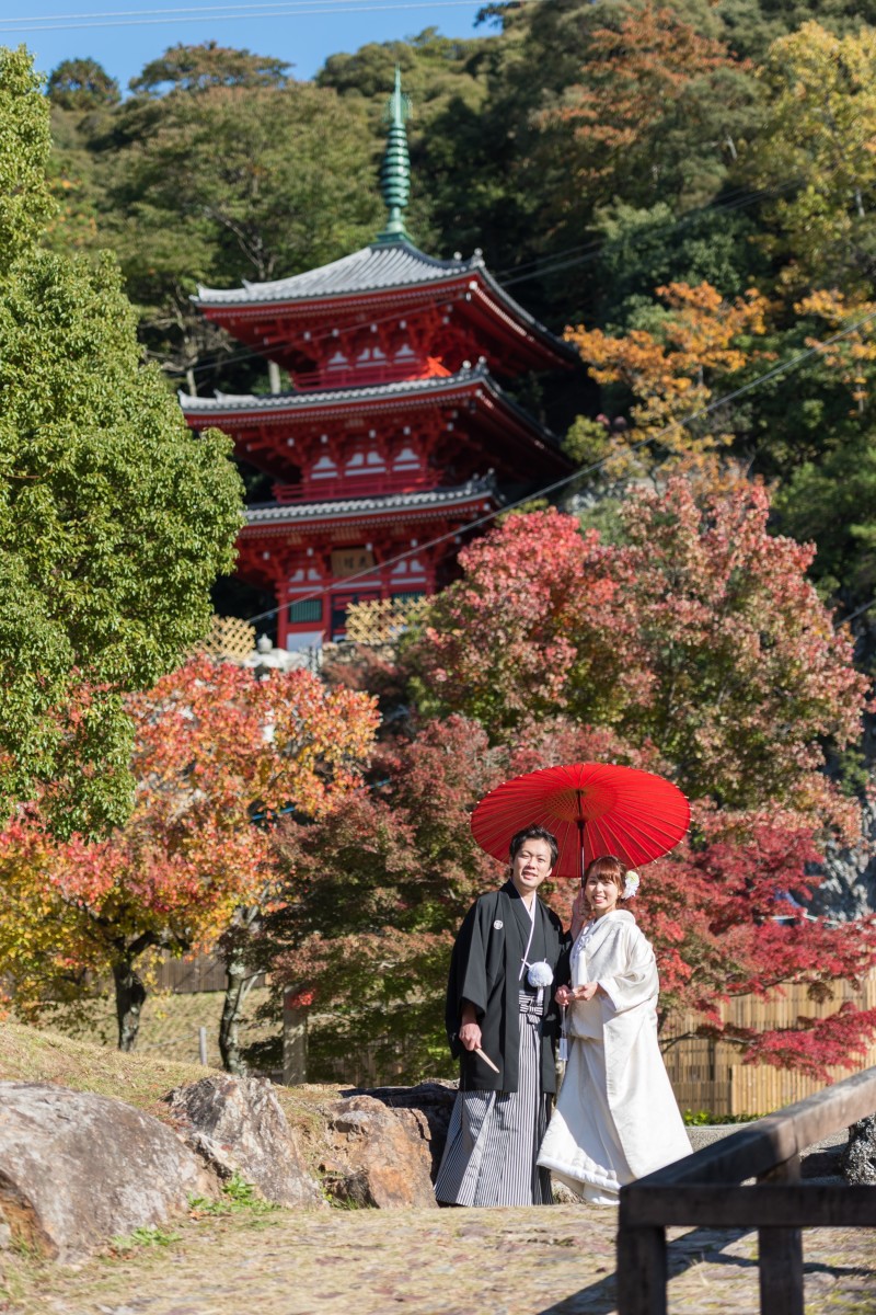 結びの一枚は、国の登録有形文化財の”三重塔”