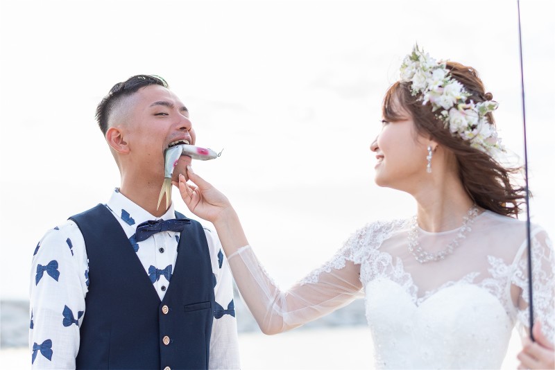 妻：釣り人／夫：魚　釣られました 笑笑