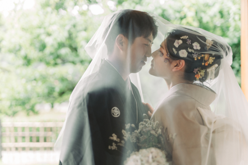 和装にウェディングベール！斬新でカワイイ～！