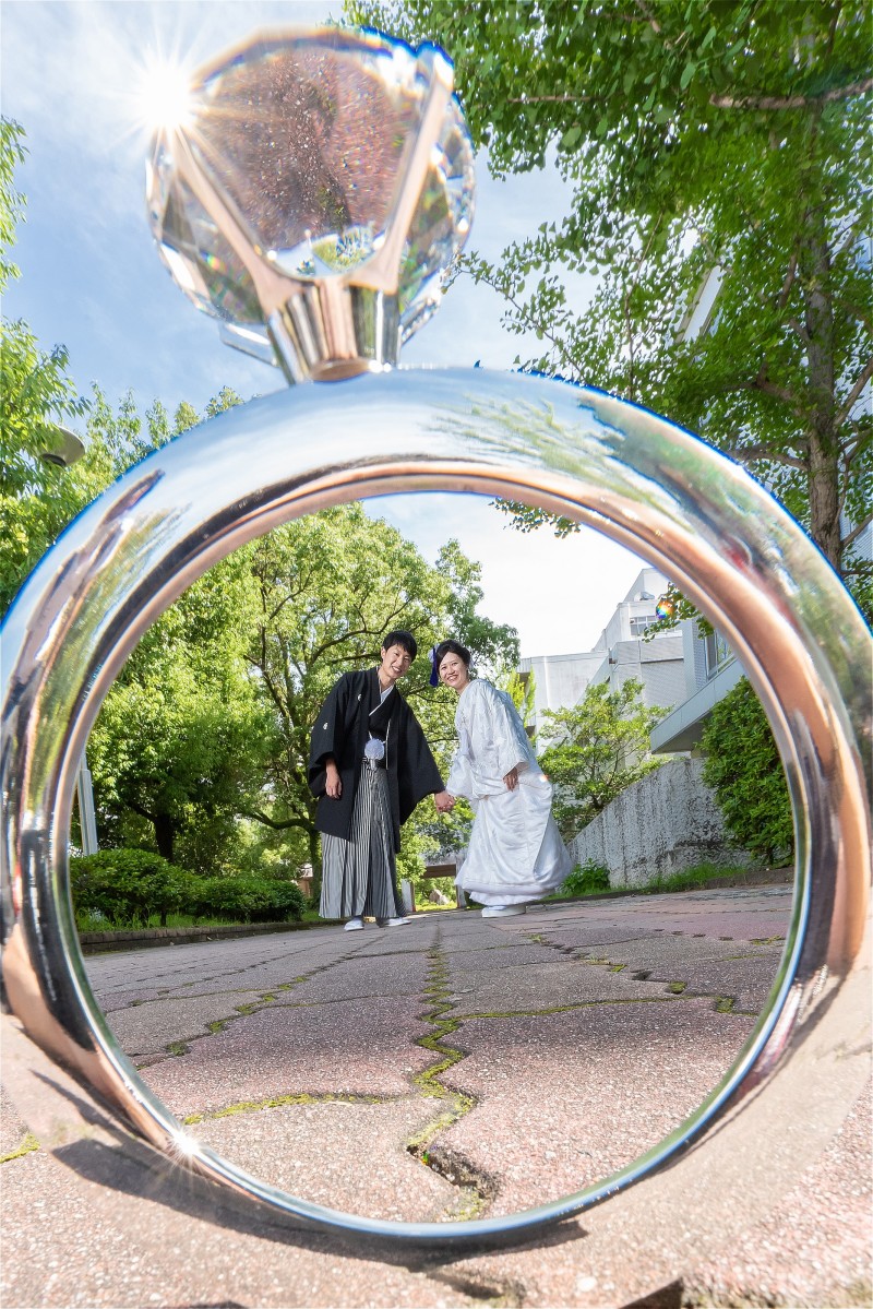 新婦さんこだわりの一枚は遠近法フォトです♪