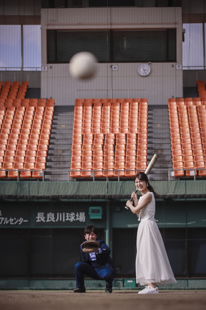 ～野球前撮り～　in長良川球場♪