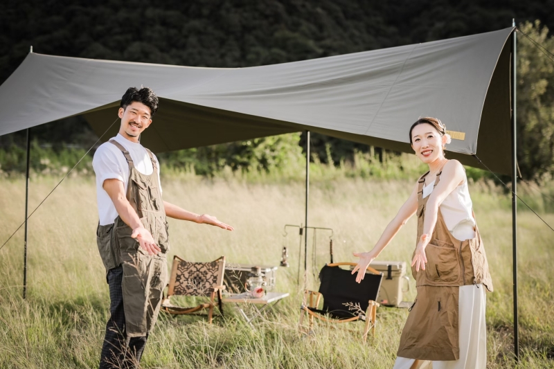 お揃いのエプロンでキャンプスタート～！