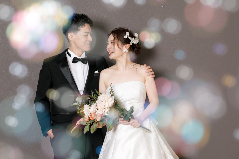 シャボン玉を使ってキラキラなワンショット