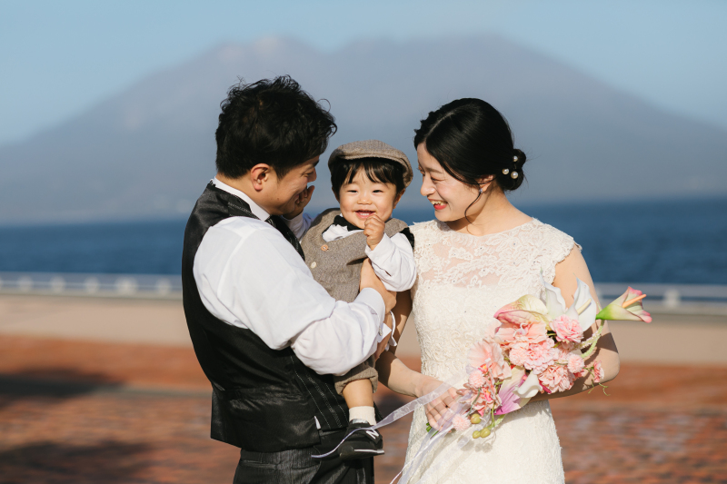 桜島の前で1枚