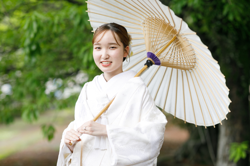新婦様のソロカット！和傘レンタルあります！