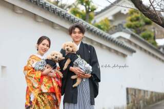 屋内だと怯えてしまうわんちゃんも屋外だとお散歩気分