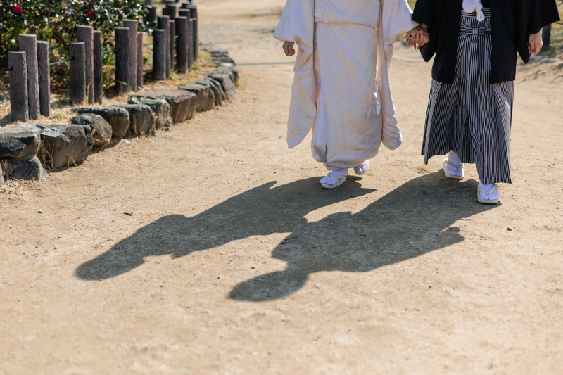 影まで仲良しな足元ショット