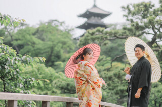 自然あふれる三溪園で和装フォト