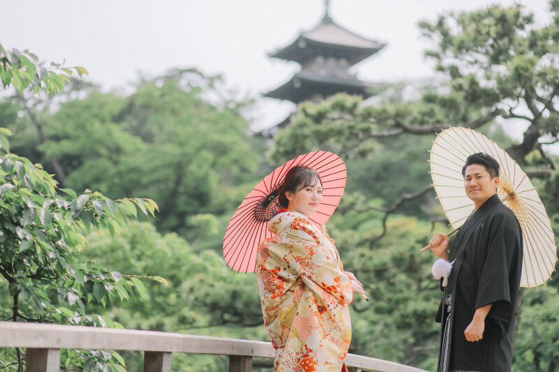 自然あふれる三溪園で和装フォト