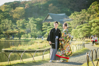 冬の三渓園で♪庭園和装フォト。