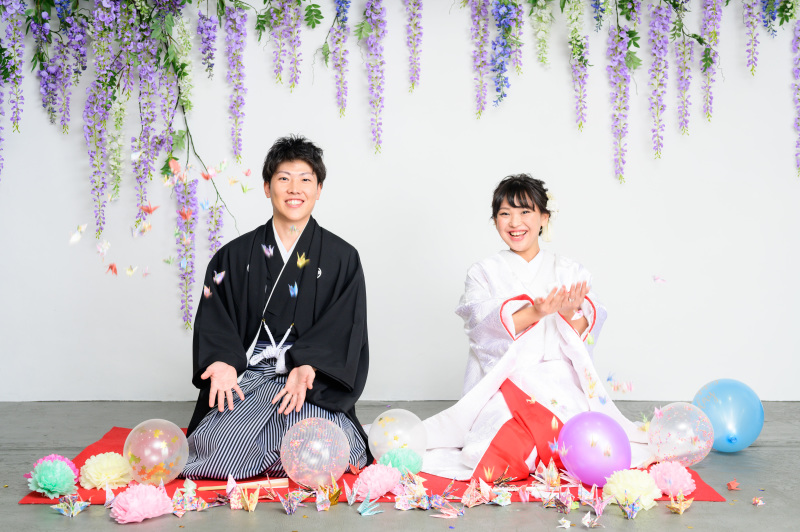 やわらかい雰囲気のスタジオで♪笑顔溢れる和装フォト