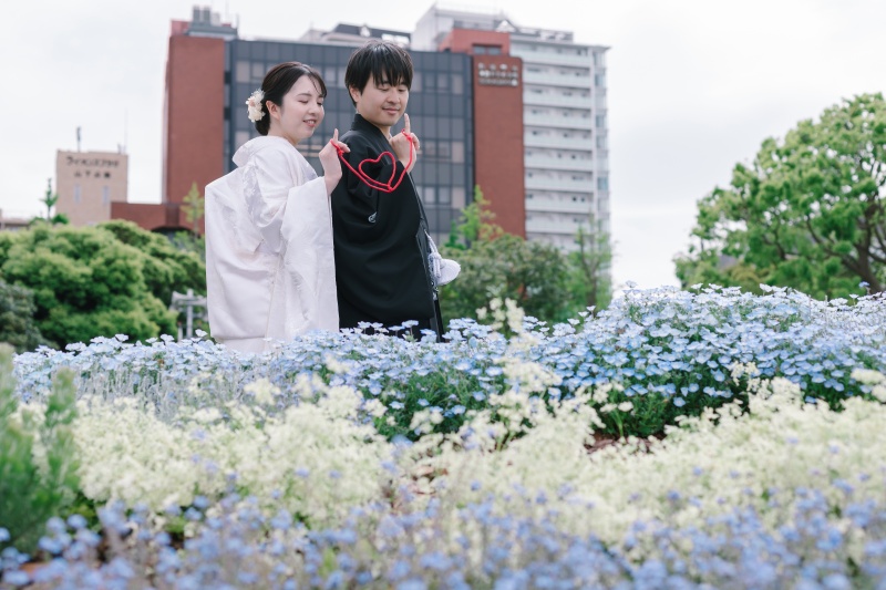 みなとみらいをバックに、可愛いお花に囲まれて◎