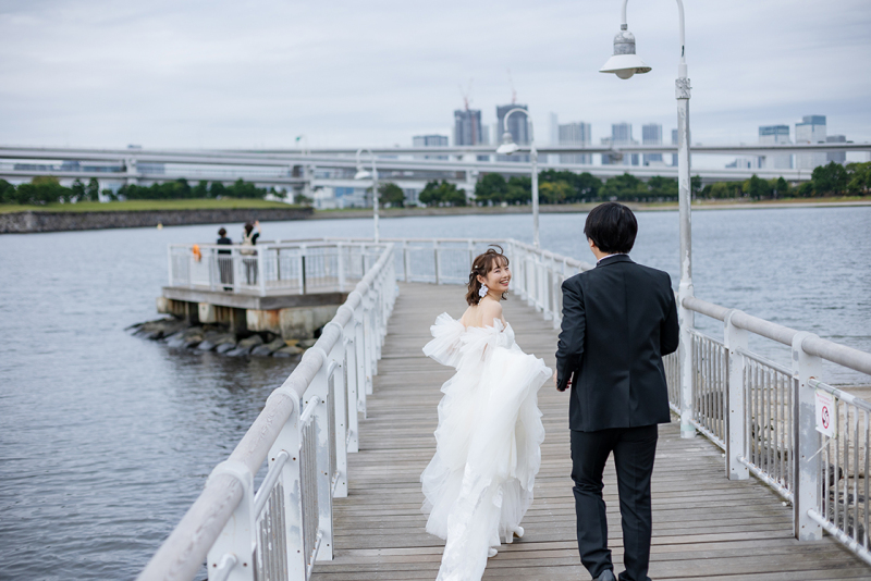 人が少なくいい時間での撮影シチュエーション。おふたりにとってベストマッチなロケ地でした☺︎