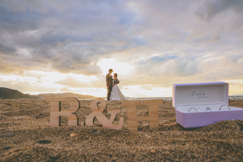 淡路島　ビーチサンセット　ウェディングロケーション撮影