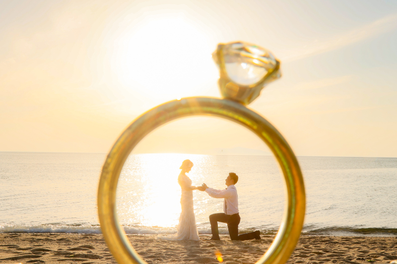 淡路島ビーチ日中サンセット　ウエディングロケーション撮影