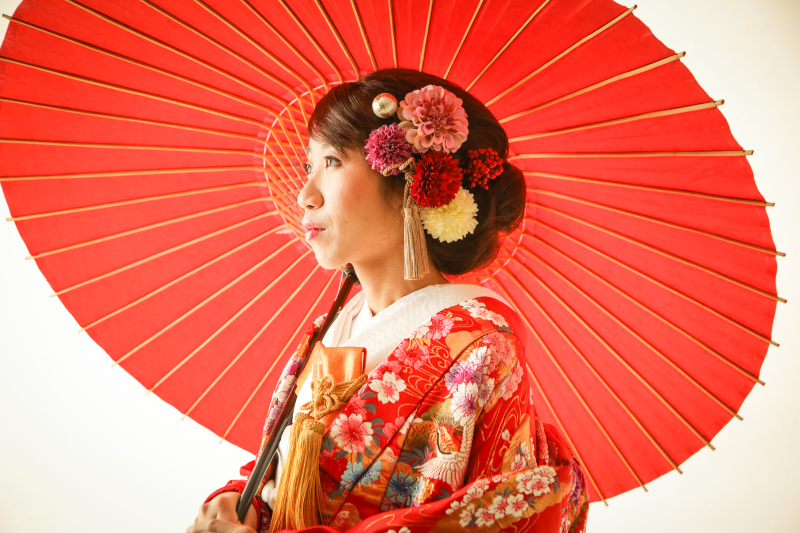 番傘で和の雰囲気を