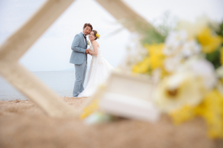 淡路ビーチサンセット　ウエディングロケーション撮影