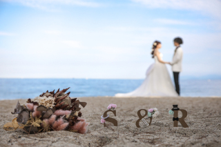 淡路ビーチサンセットウェディングロケーション撮影