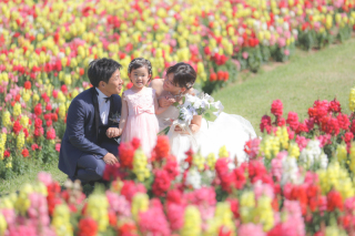 淡路島花さじき・ビーチ　ファミリー洋装撮影